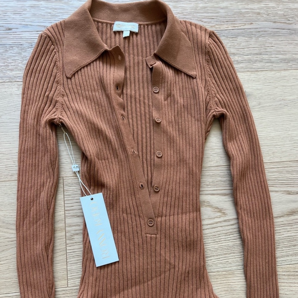 Ronny Kobo Collection Long Sleeve Button Up Bodysuit